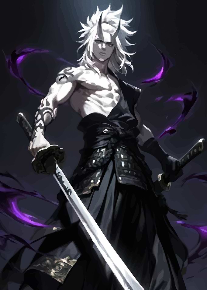 Oni Samurai Warrior with Dual Katanas