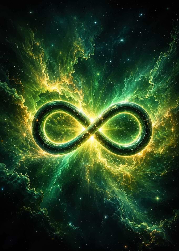 Infinity Symbol in Green Nebula