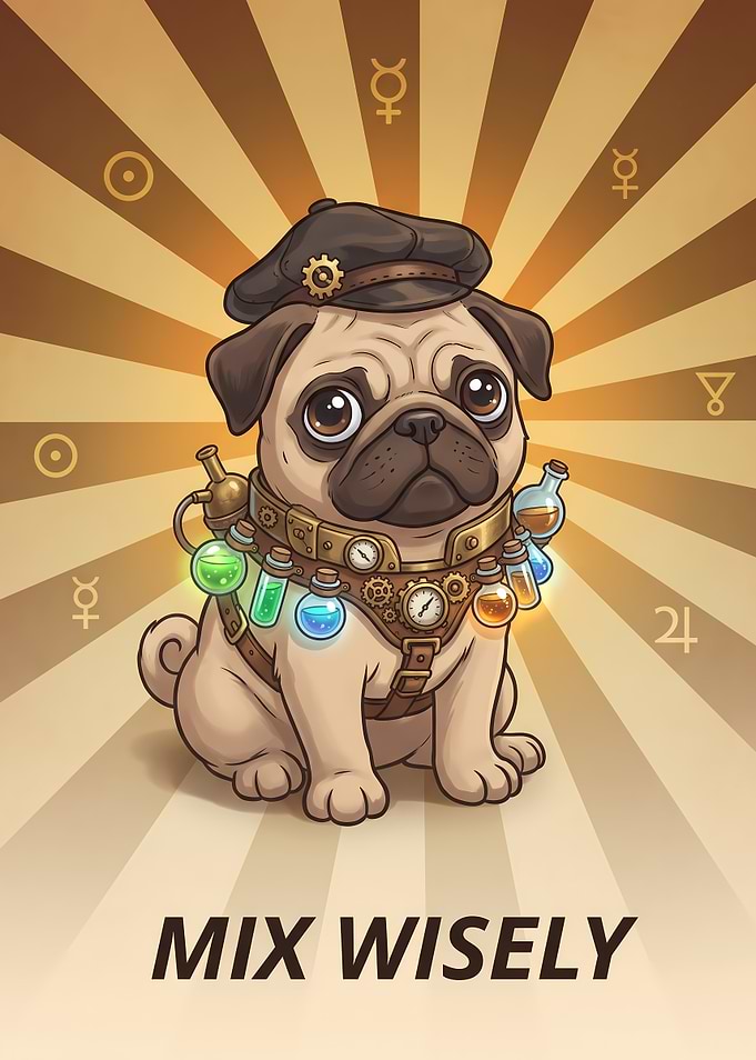 Steampunk Alchemist Pug Poster