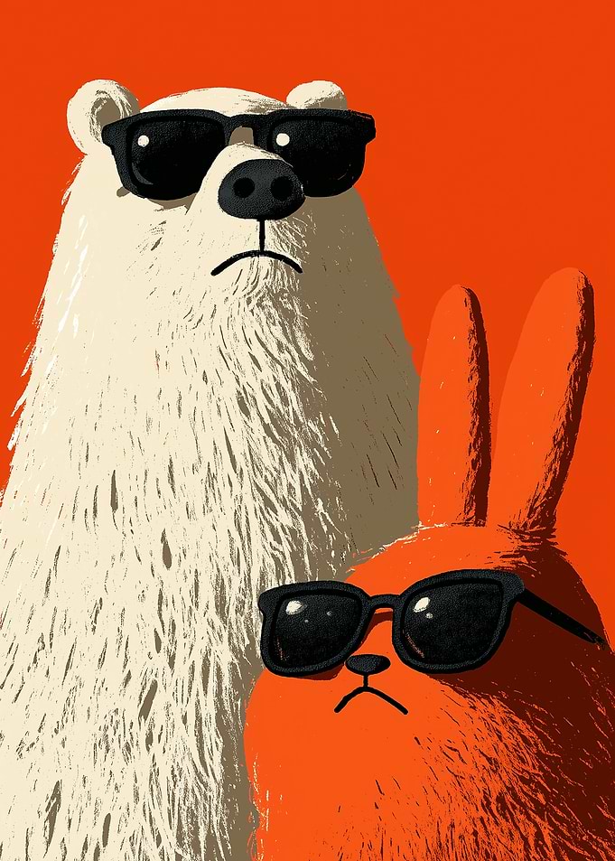Cool Polar Bear and Orange Rabbit