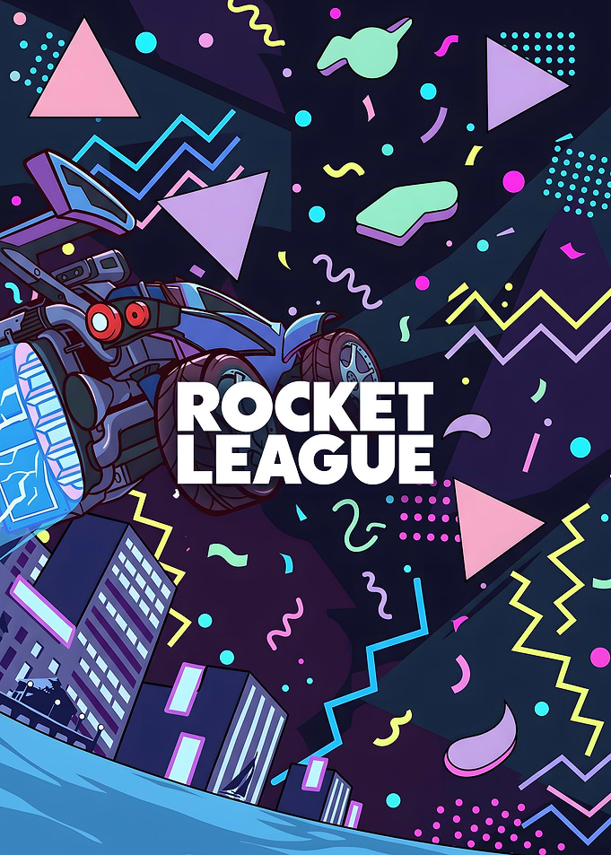 Rocket League 90s Retro Style Poster