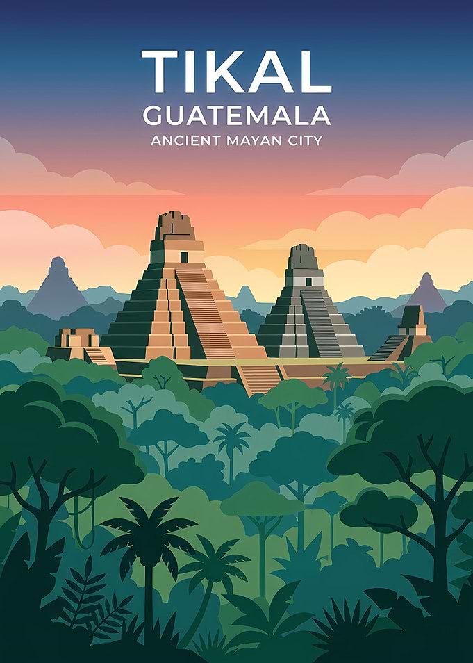 Tikal Guatemala Ancient Mayan City Poster
