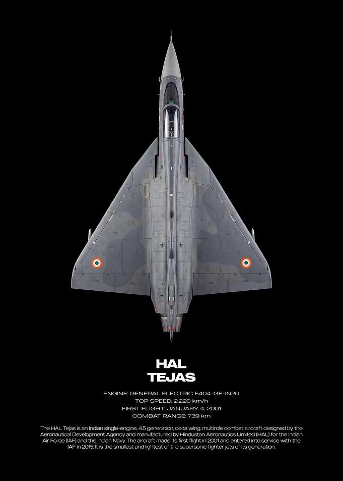 HAL Tejas Fighter Jet Technical Poster