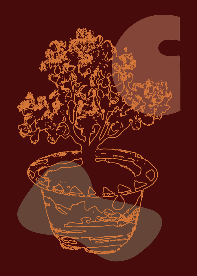 Minimalist Potted Bonsai Tree Illustration