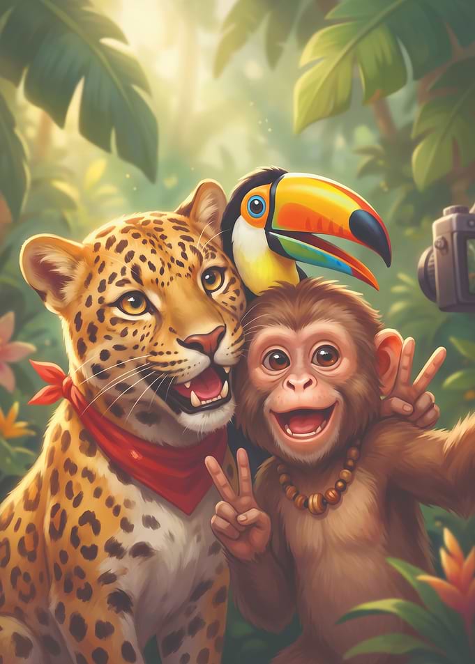 Jungle Animals Taking a Selfie