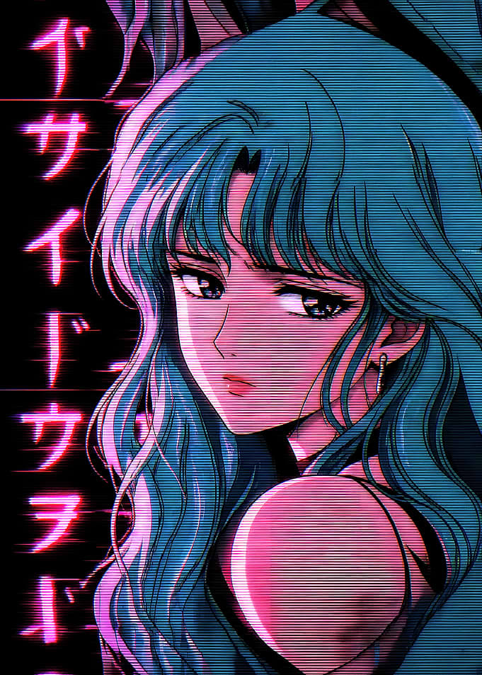 Retro Anime Girl Aesthetic Portrait