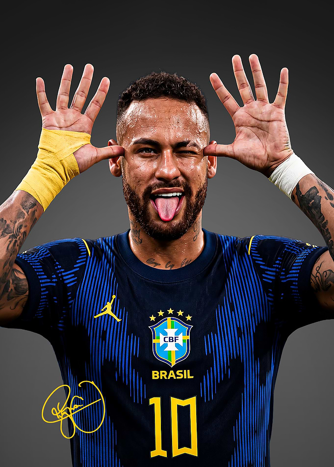 Neymar Jr Brazil Jersey Portrait