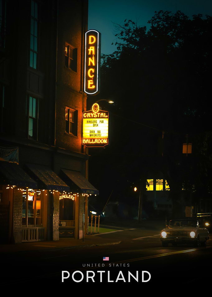 Crystal Ballroom Portland Night Scene
