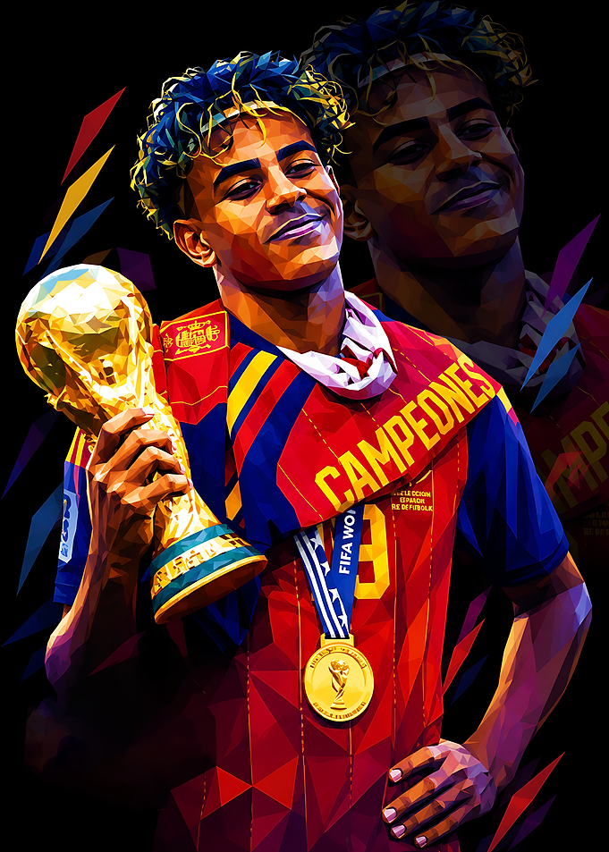 Lamine Yamal World Cup Champion Portrait