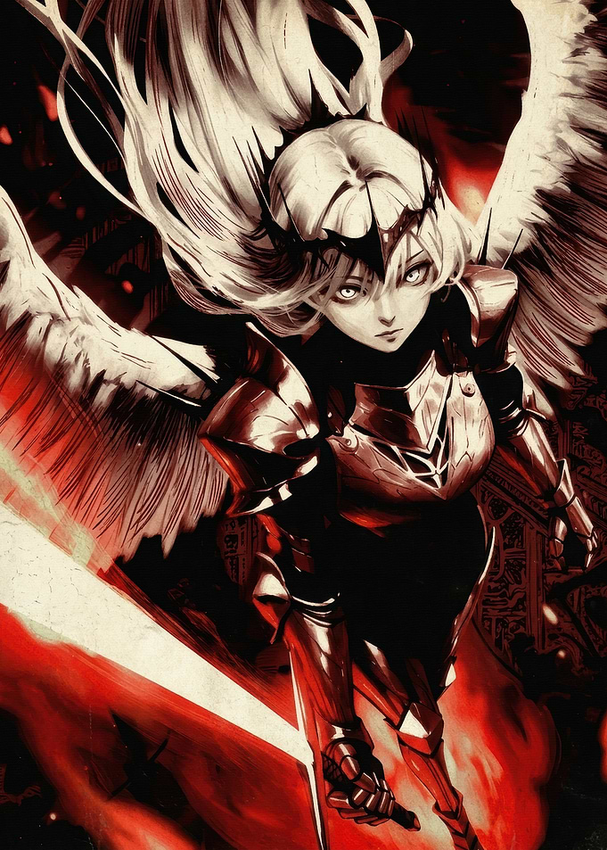 Fallen Angel Warrior in Red Armor