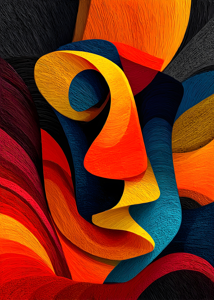 Abstract Colorful Face Profile Art