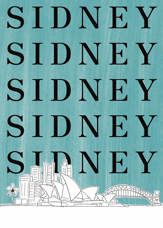 Sydney Australia Typography and Landmark Illustration