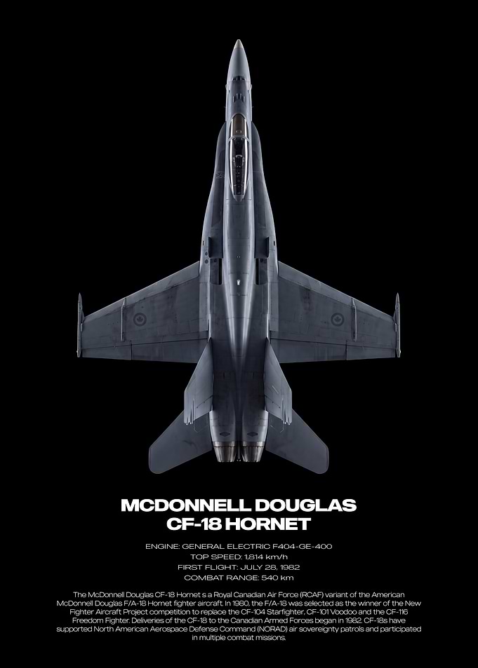 McDonnell Douglas CF-18 Hornet Technical Poster
