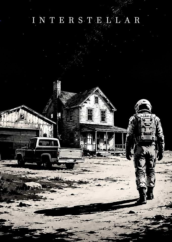 Interstellar Astronaut Farmhouse Poster