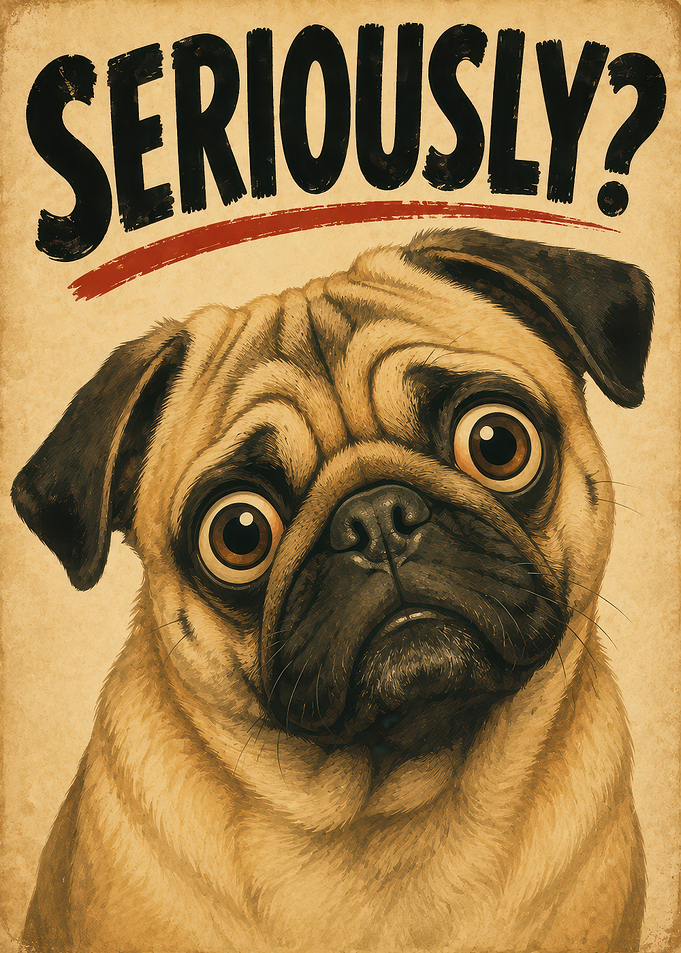 Seriously? Pug Vintage Poster