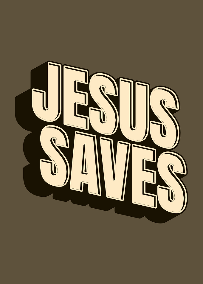 Jesus Saves Retro Typography Brown