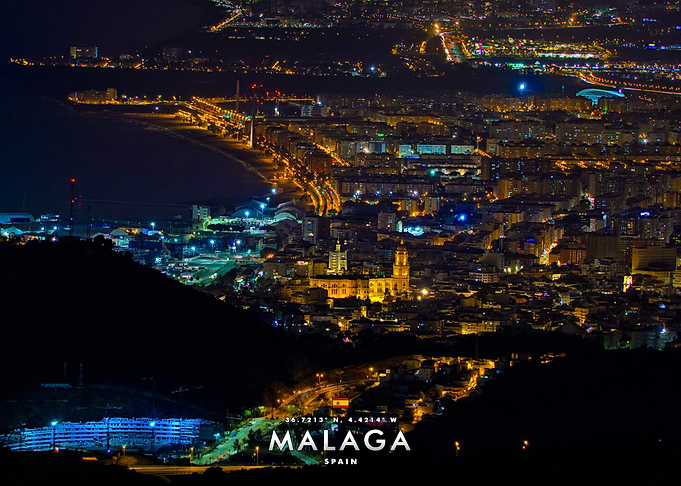 Night View of Malaga Spain