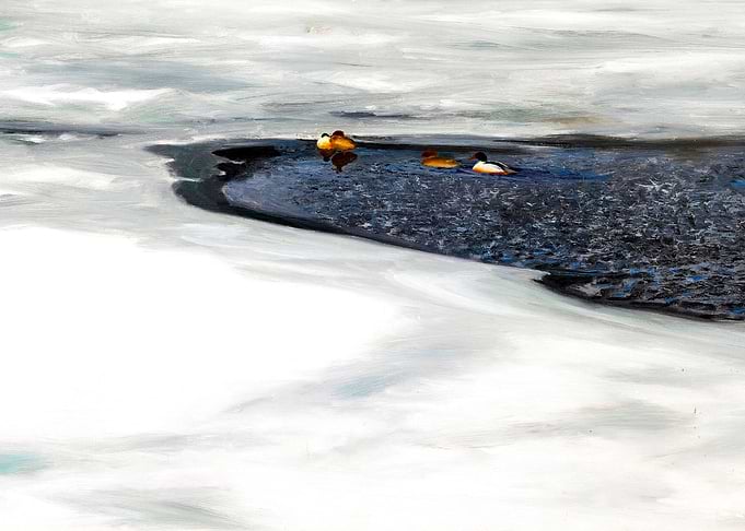 The First Hole in the Ice Winter Landscape Painting