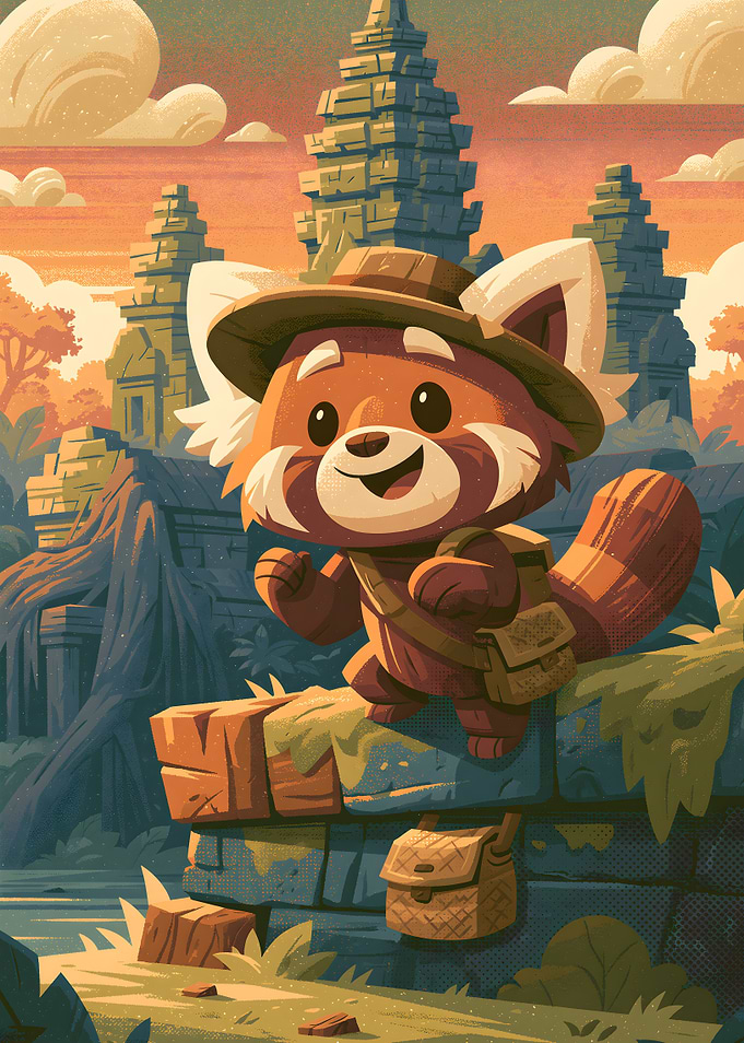 Adventurous Red Panda Explorer