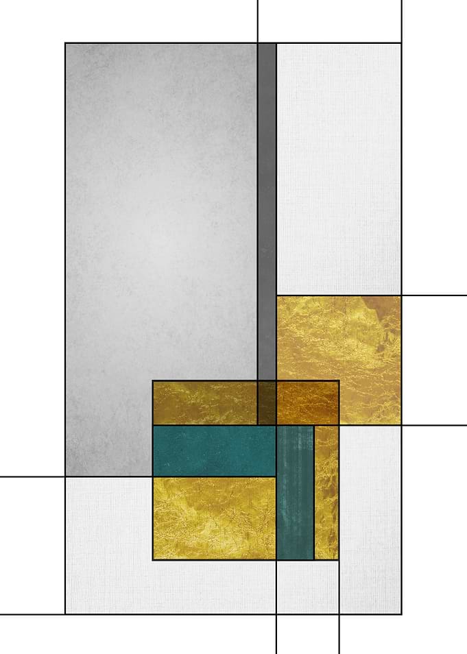 Geometric Abstract Art with Gold Accents