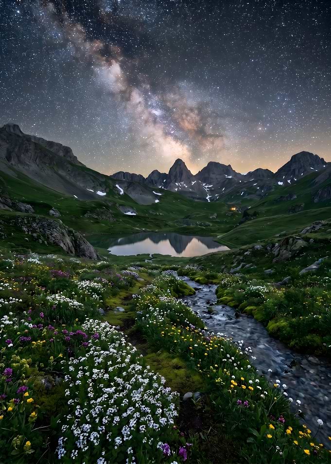 Milky Way Over Alpine Meadow