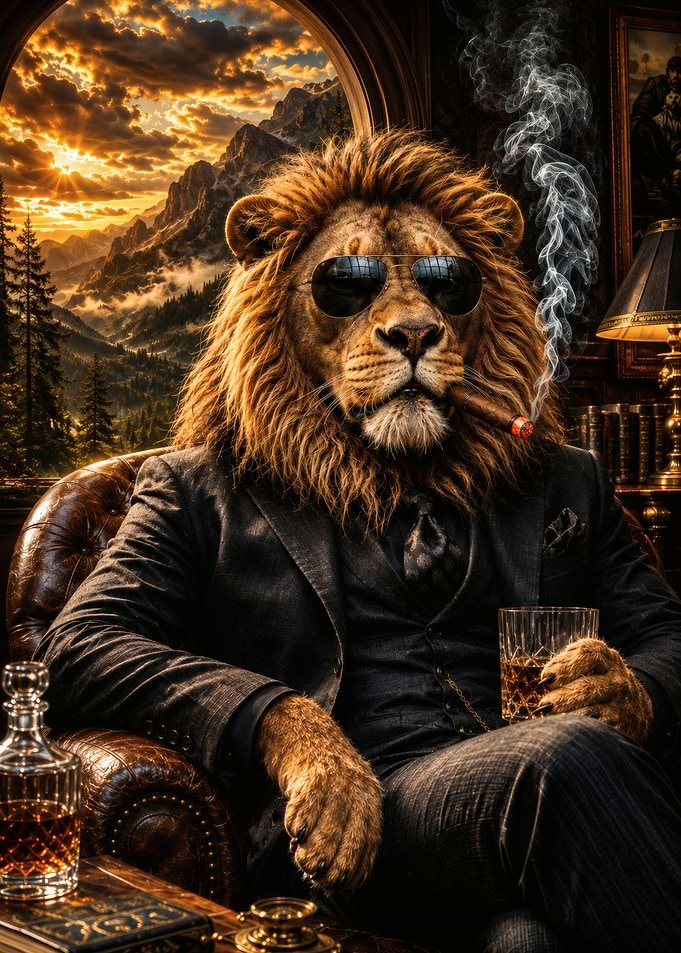 Sophisticated Lion in a Suit