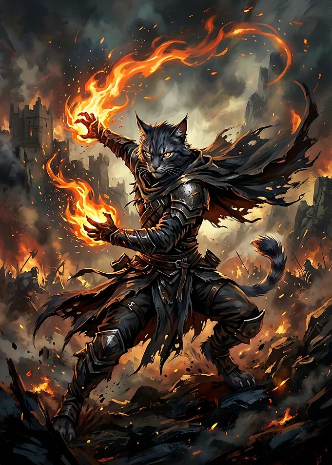 Warrior Cat Mage Casting Fire Magic