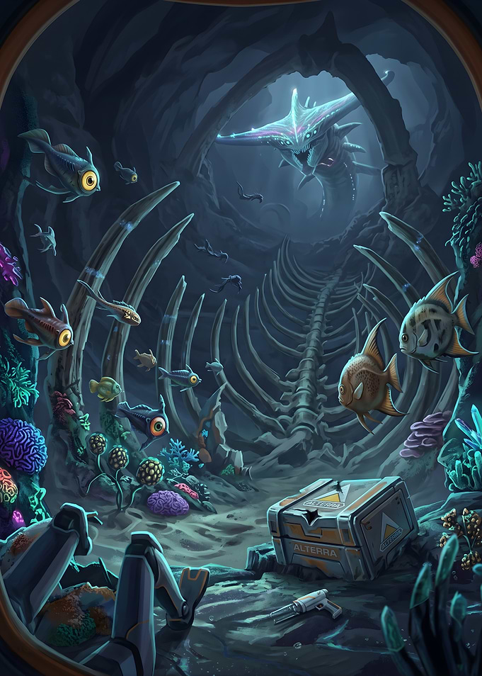 Subnautica Underwater Skeleton Scene