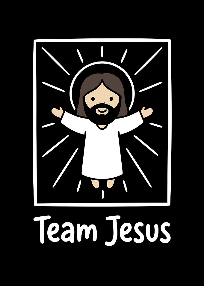 Team Jesus Cute Cartoon Graphic