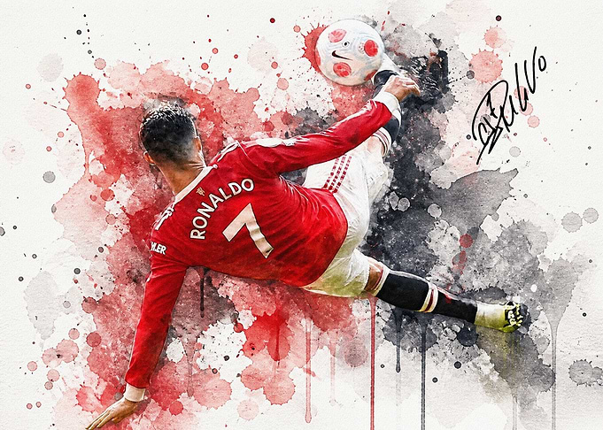 Cristiano Ronaldo Watercolor Soccer Art