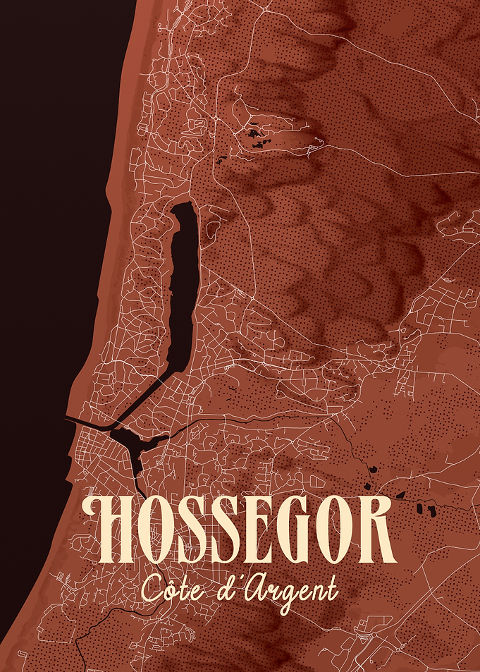 Hossegor Map Poster - Côte d'Argent, France