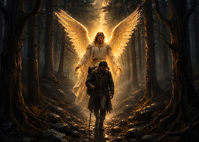 Guardian Angel Guiding a Traveler
