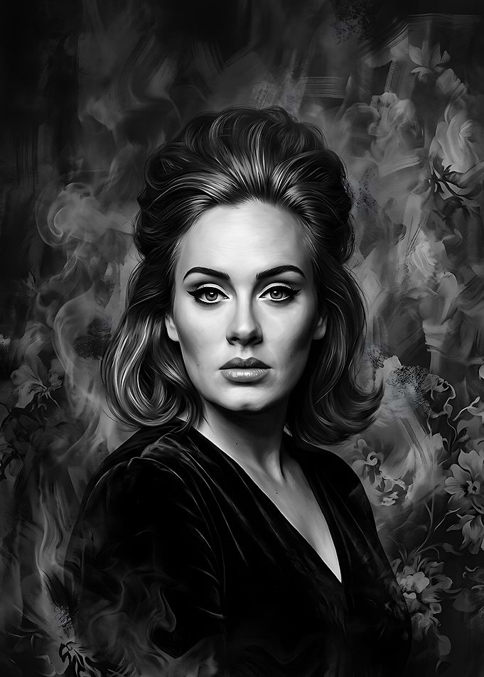 Black and White Portrait of Adele