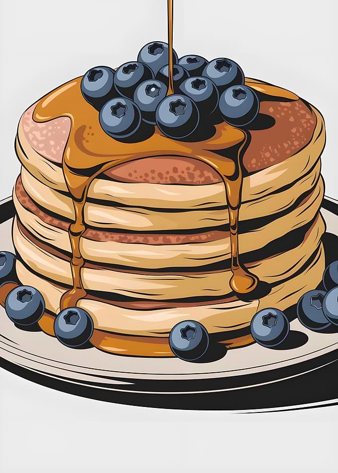 Stack of Blueberry Pancakes with Syrup