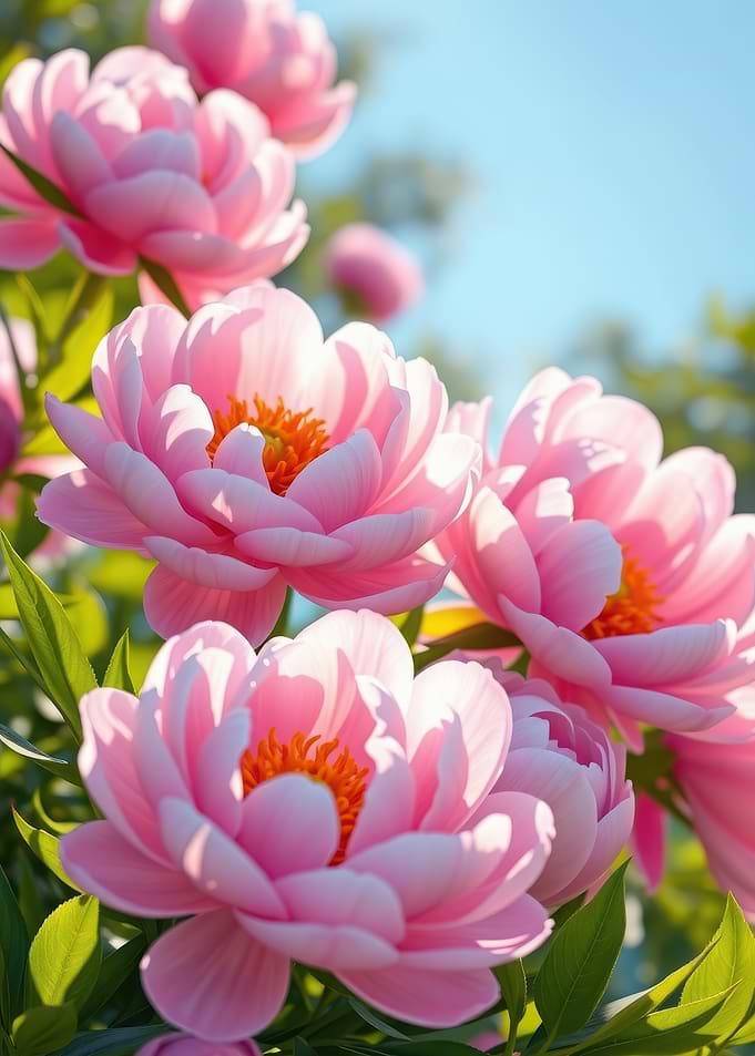 Vibrant Pink Peony Flowers