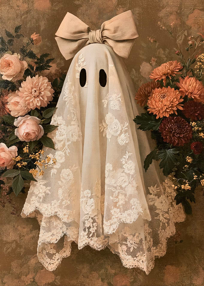 Cute Ghost with Lace and Bow