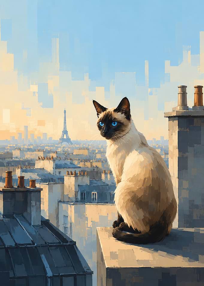 Siamese Cat Overlooking Paris