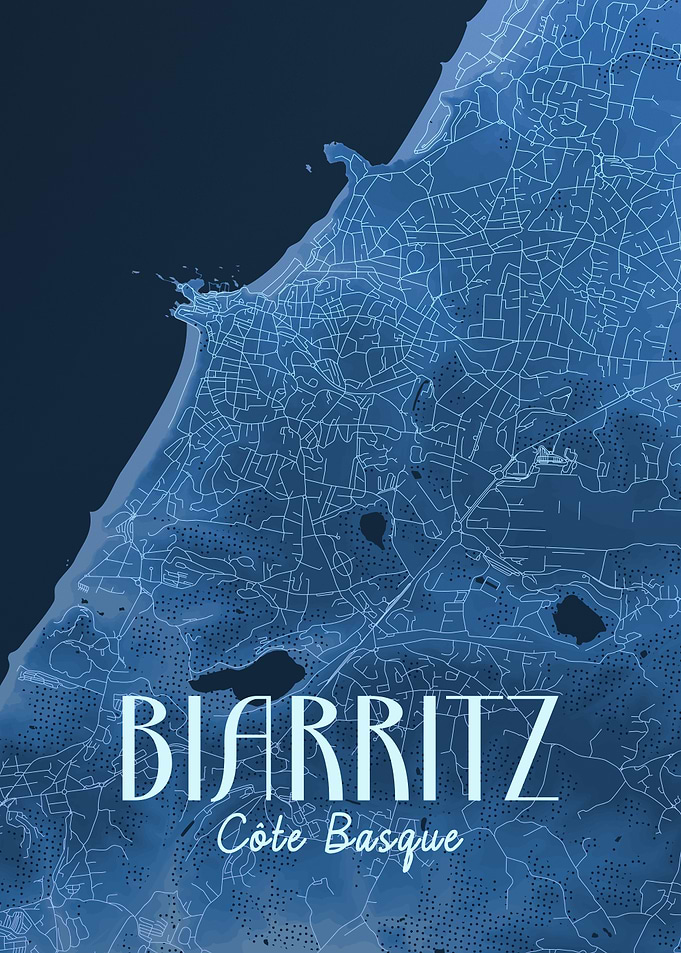 Biarritz Map Poster - Côte Basque, France
