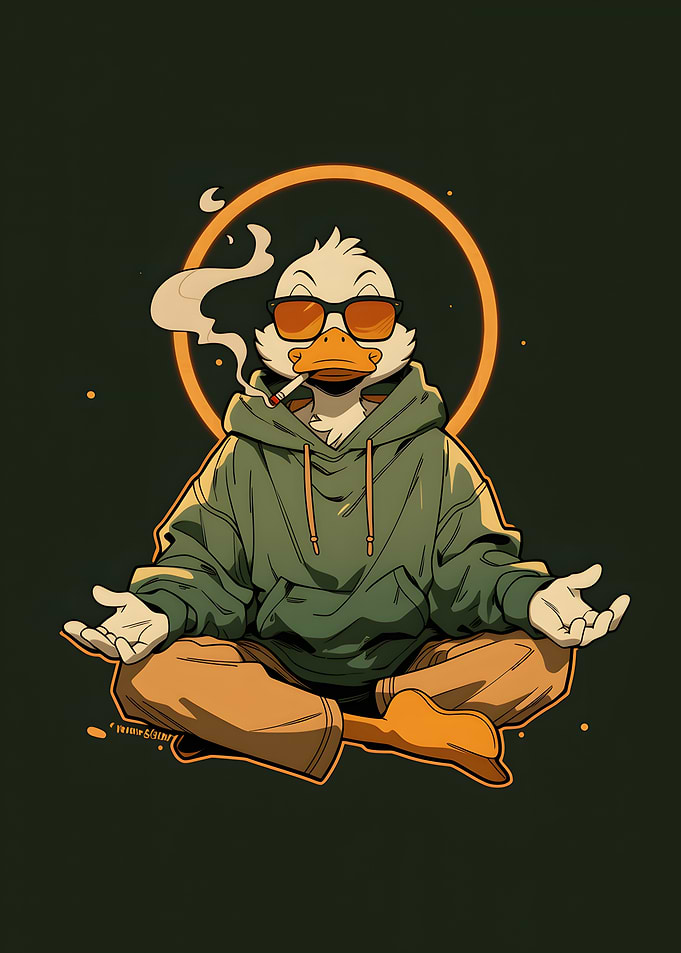 Cool Meditating Duck in Hoodie