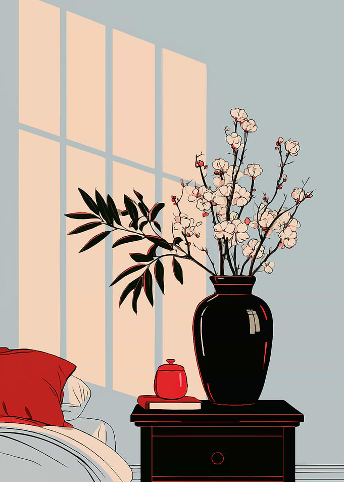 Minimalist Still Life with Floral Vase