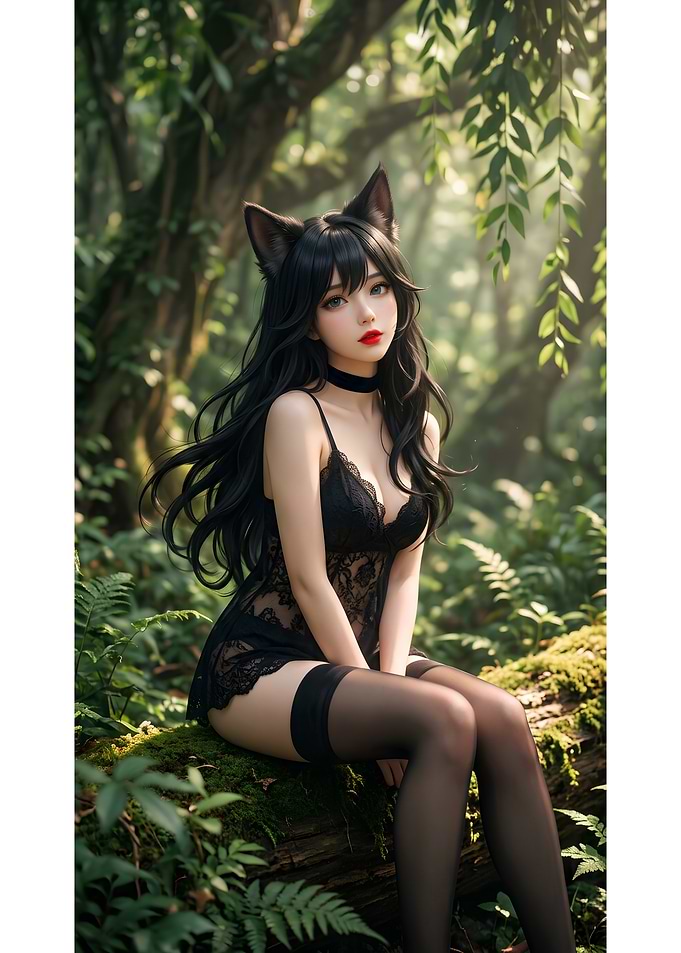 Cat-Eared Girl in Forest
