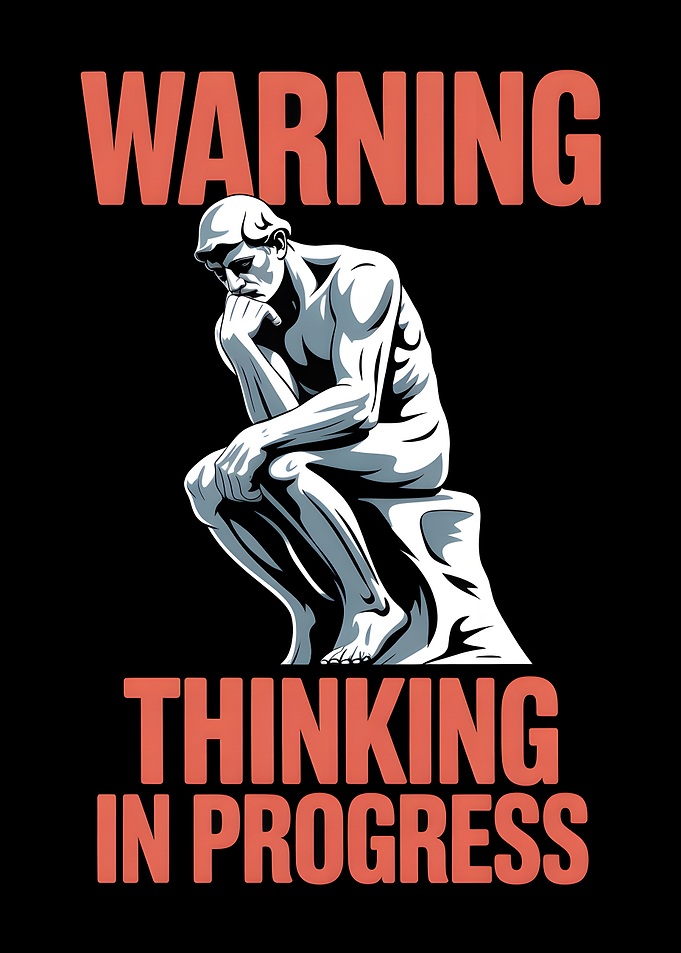 Warning Thinking In Progress Graphic