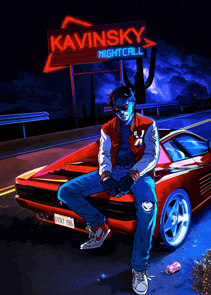 Kavinsky Nightcall Synthwave Poster