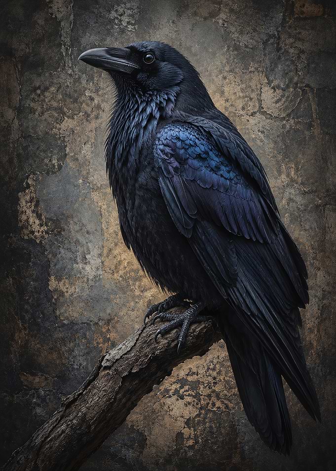 Majestic Raven Perched on Branch