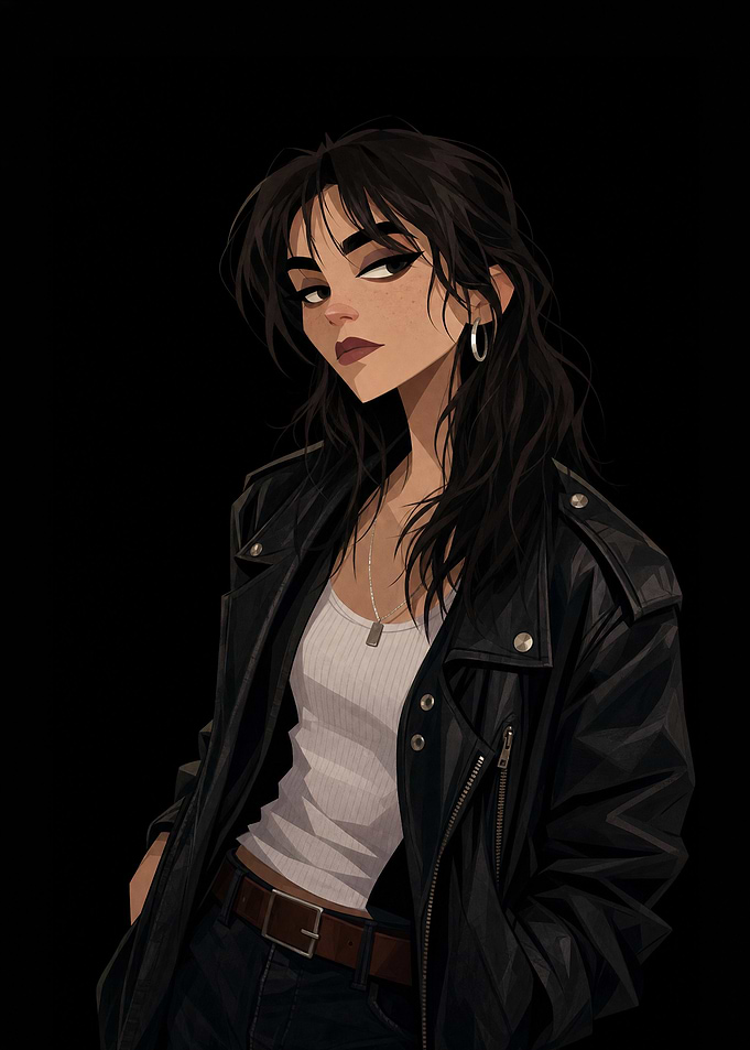 Stylish Woman in Leather Jacket