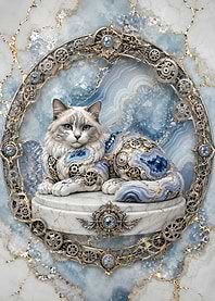 Steampunk Ragdoll Cat Blue Lace Agate Geode