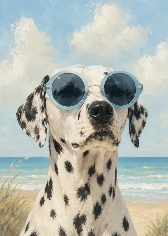Dalmatian Dog Wearing Blue Sunglasses