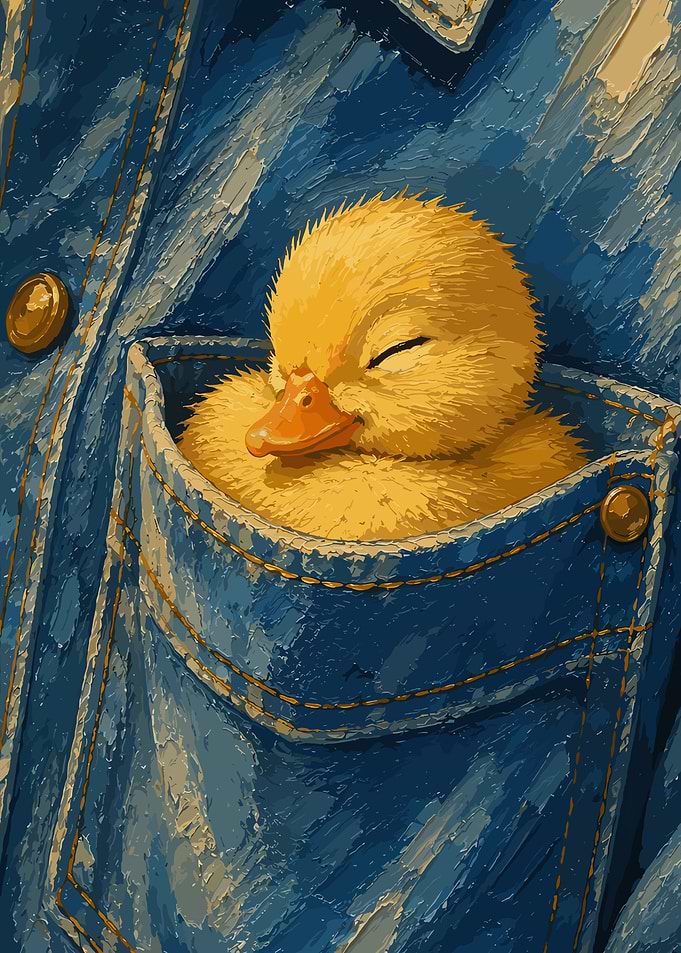 Sleeping Duckling in Denim Pocket