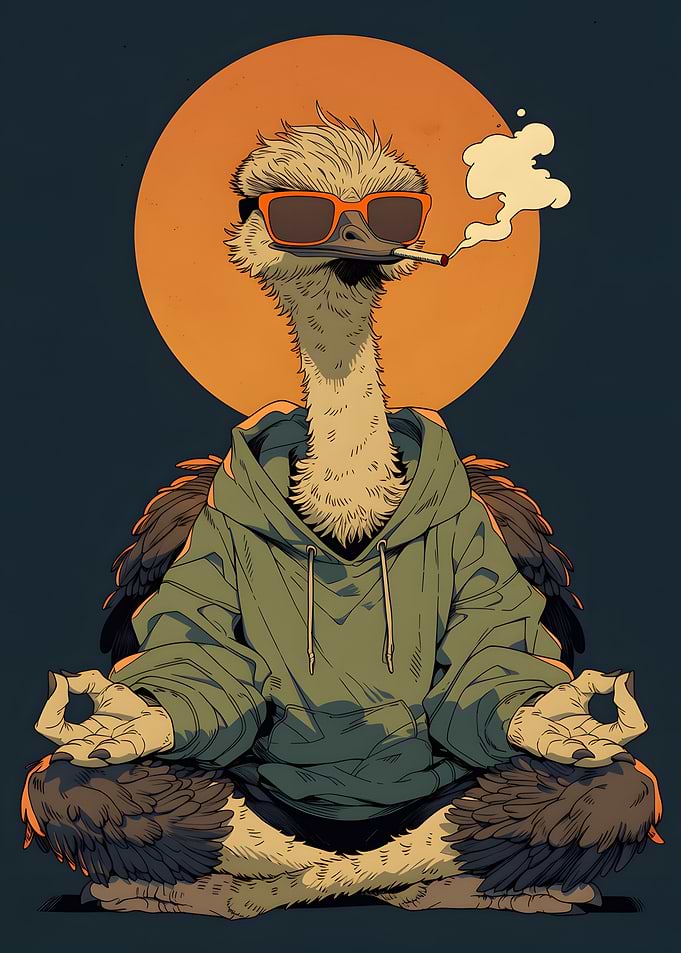 Cool Meditating Emu in Hoodie