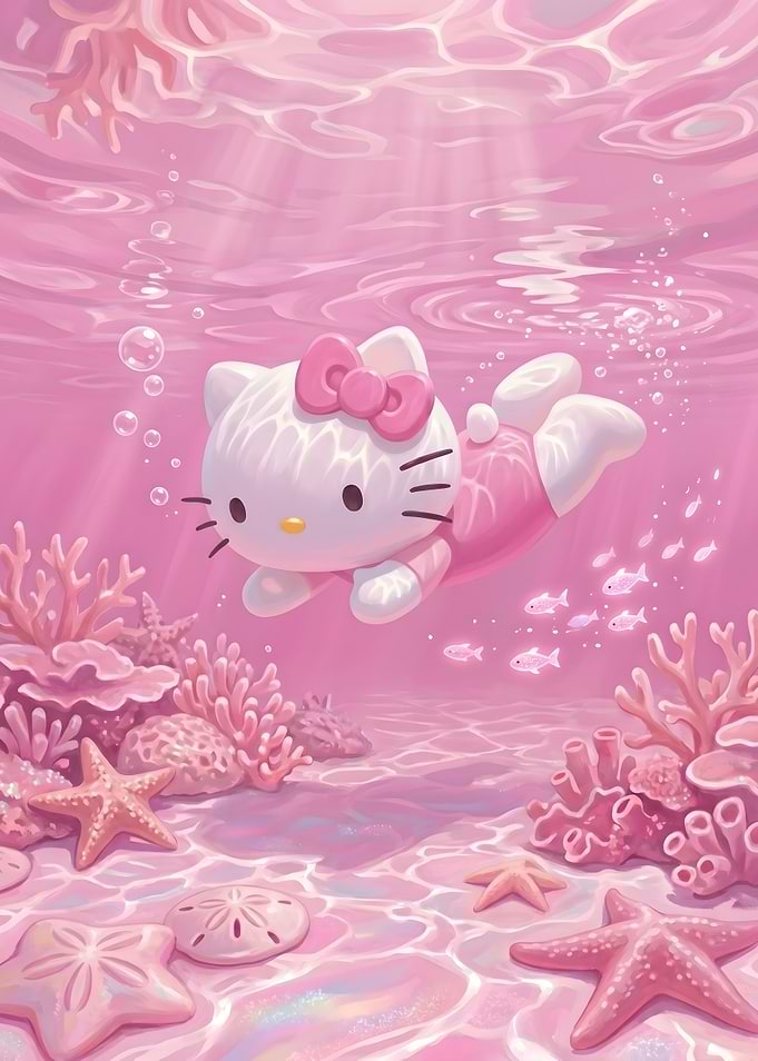 Hello Kitty Swimming Underwater